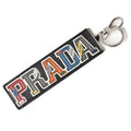Prada Key Ring Holder Logo Patchwork Black Multi