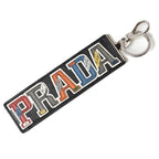 Prada Key Ring Holder Logo Patchwork Black Multi