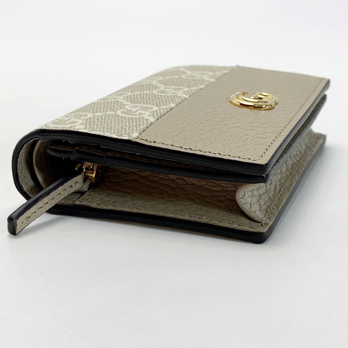 Gucci Marmont Double G Mini Wallet Denim Xleather Black Bifold — view 4