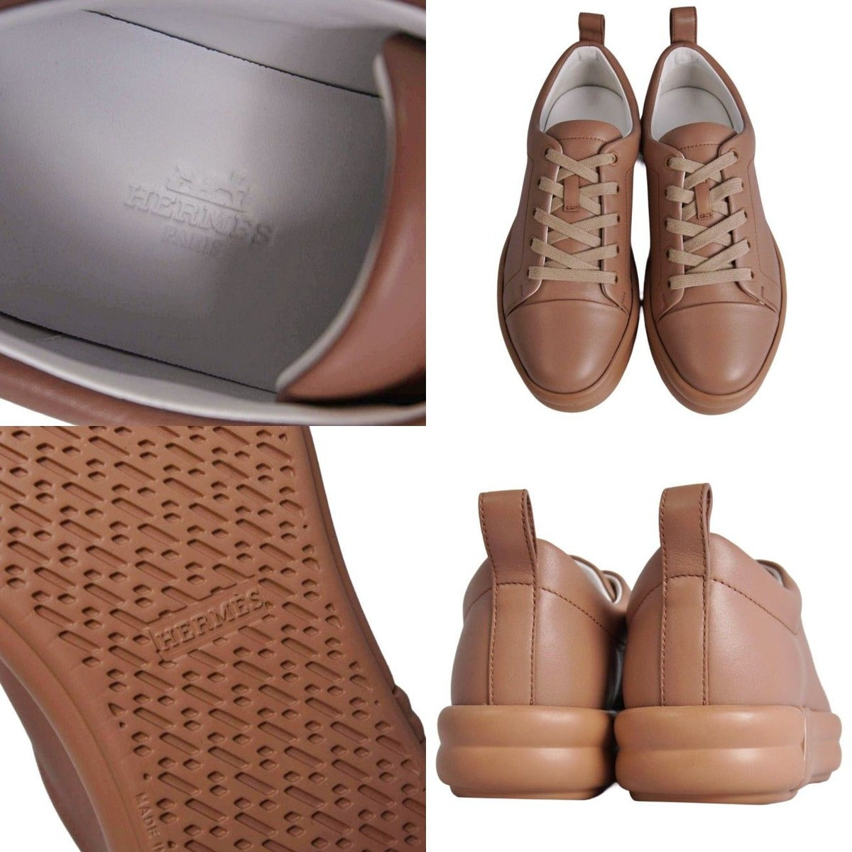 Hermes Sneakers Happy Leather Pink Beige — view 9