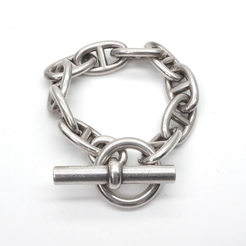 Hermes Chaine D'ancre Bracelet Bangle Cuff 925 Silver