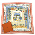 Hermes Carre 90 RE TOUR A LA Terre Return Home Silk Scarf Pink