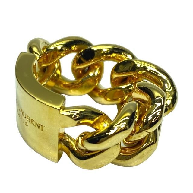 Saint Laurent Chunky Chain Ring Accessories Small Logo GP Gold 5 — view 5