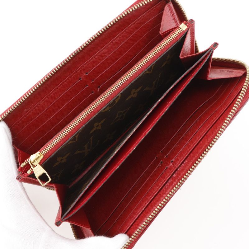 Louis Vuitton Zippy Wallet Retiro Monogram Canvas Threes Brown Red — view 6