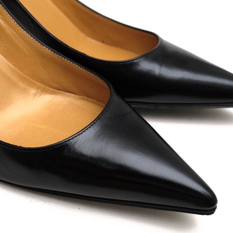 Hermes Pumps Shoes Women Leather Black Pointed Toe — view 4