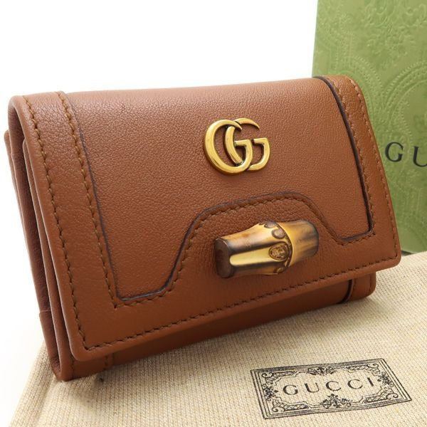 Gucci Diana Medium Wallet Bamboo Trifold Compact Brown Unu