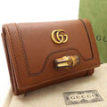 Gucci Diana Medium Wallet Bamboo Trifold Compact Brown Unu