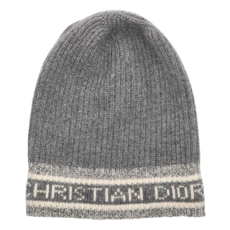 Dior 05 Dwi714 I007 D White Wool Cashmere Logo Beanie Knit Cap