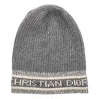 Dior 05 Dwi714 I007 D White Wool Cashmere Logo Beanie Knit Cap