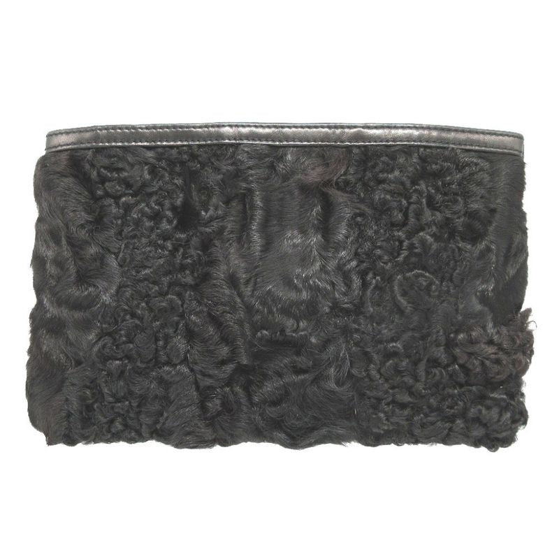 Loewe Lamb Fur Nappa Leather Black Zip Pouch 0080 — view 2