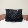 Chanel CC Logo Quilted Lambskin Turnlock Chain Tote