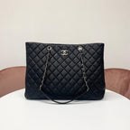 Chanel CC Logo Quilted Lambskin Turnlock Chain Tote