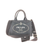 Prada Tote Bag Canapa Canvas with Strap Shoulder Navy
