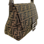 Fendi Handbag Mamma Bucket Nylon Canvas Brown Silver — view 2
