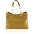 Christian Dior Lady Tote Bag Enamel Quilted Mustard Mi-OS-OH