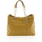 Christian Dior Lady Tote Bag Enamel Quilted Mustard Mi-OS-OH