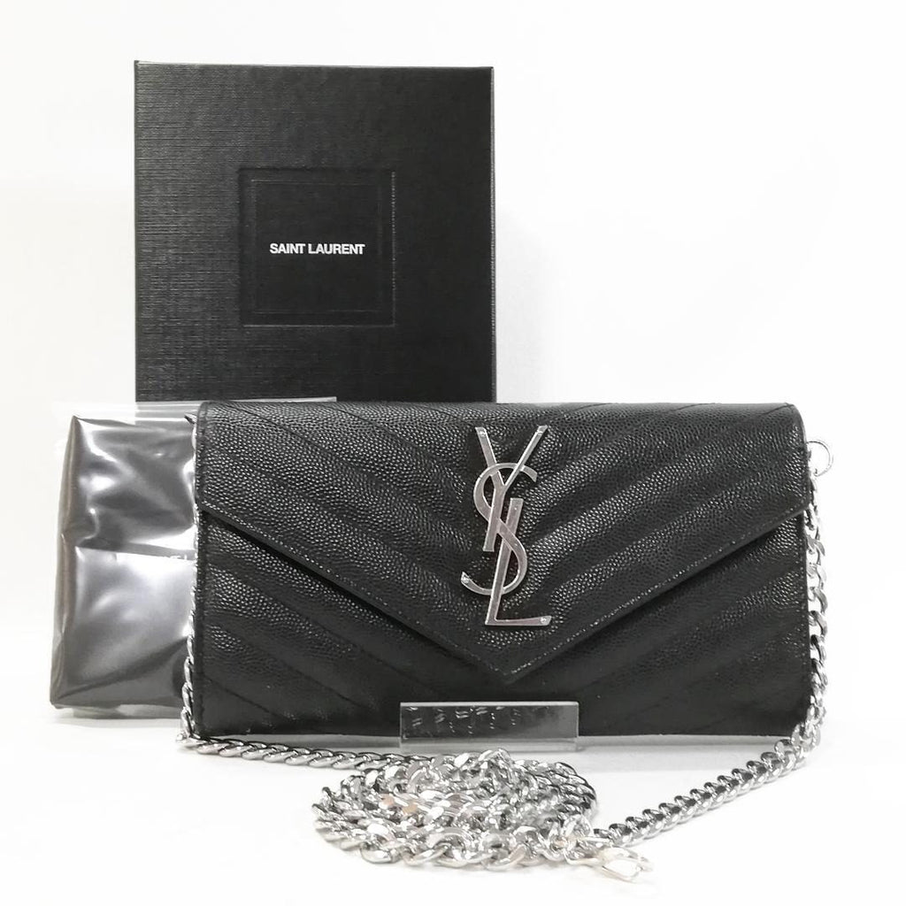 Saint Laurent Wallet Matelasse Stitch Flap Caviar