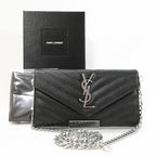 Saint Laurent Wallet Matelasse Stitch Flap Caviar