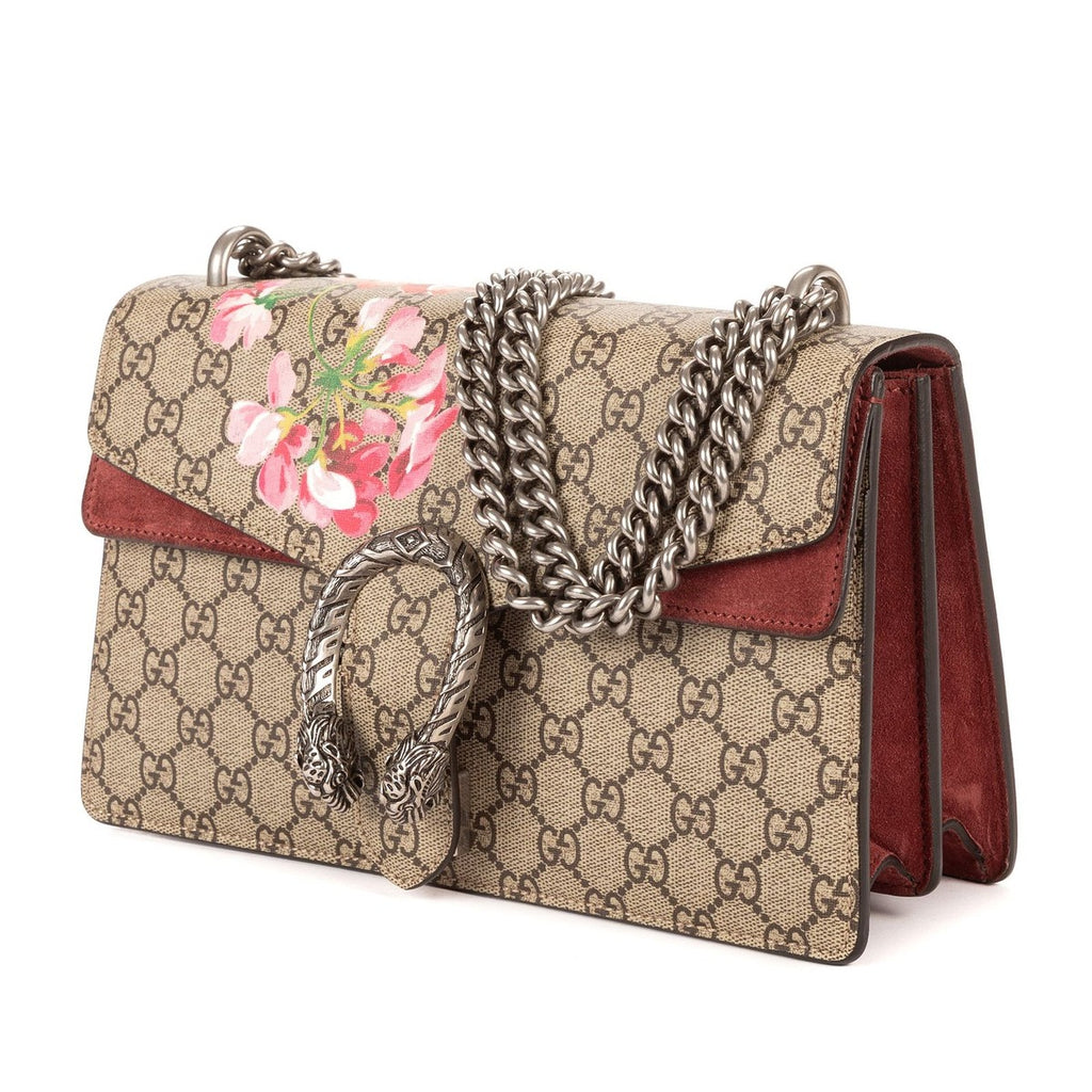 Gucci Blooms Dionysus Beige Burgundy Supreme Canvas Shoulder Bag — view 2