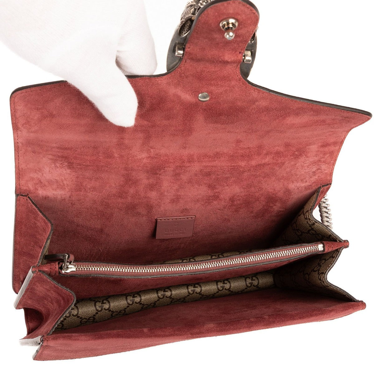 Gucci Blooms Dionysus Beige Burgundy Supreme Canvas Shoulder Bag — view 9