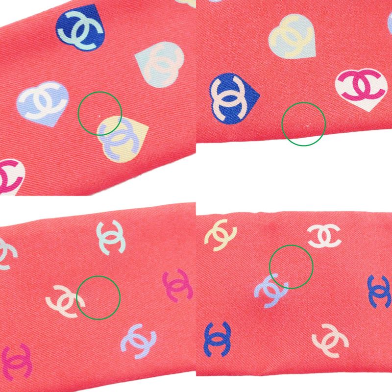 Chanel Headband Twill Pink Coco Mark 100% Silk Scarf Accessories — view 7