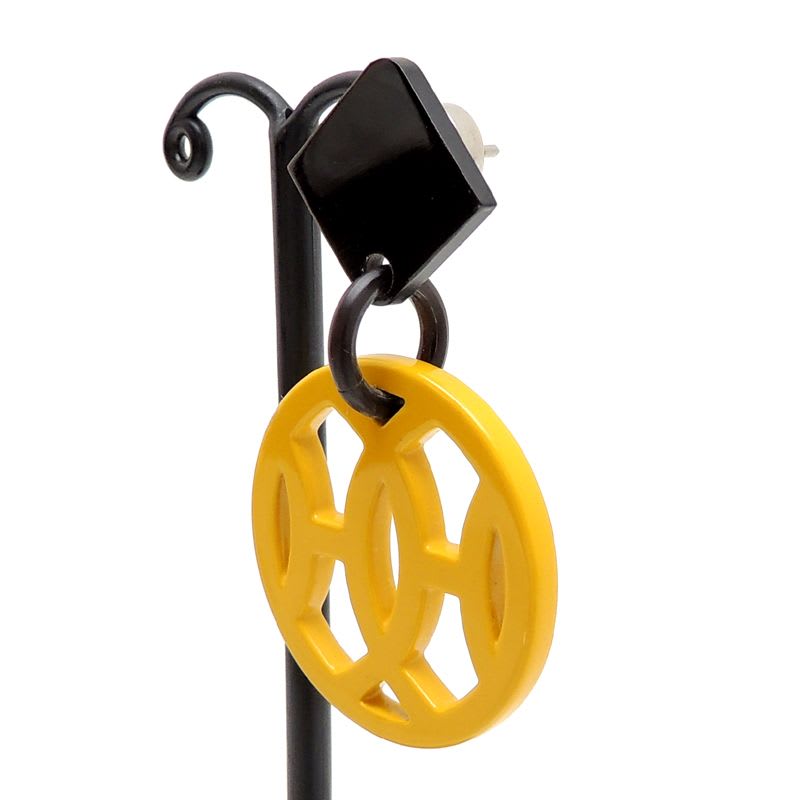 Hermes Enamel Yellow Peace Sign Earrings — view 5