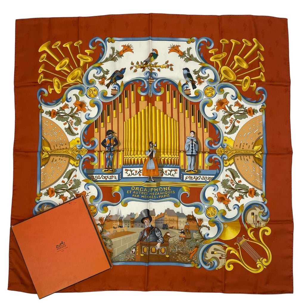 Hermes Scarf 100% Silk Carre 90 Orgauphone ET Autres Mecaniques Pipe Organ