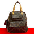 Louis Vuitton Vintage Excentri Cite Monogram Leather Mini Boston Bag Brown