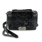 Chanel Chain Shoulder Bag Orirag Rabbit Fur Lamb Black