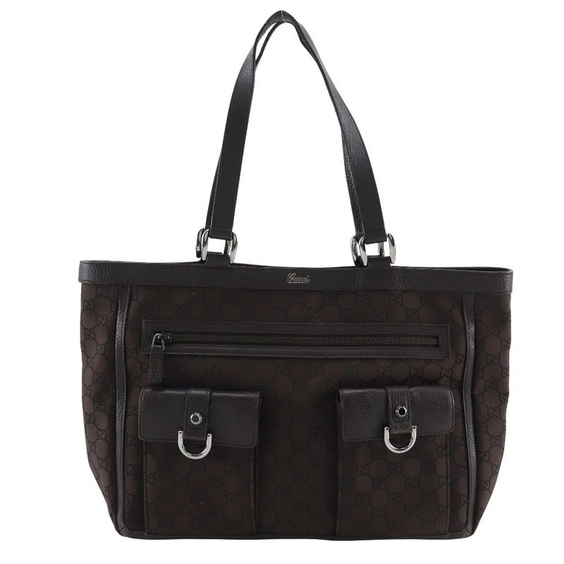Gucci Abbey Line Outlet GG Nylon Canvas Brown Tote Bag
