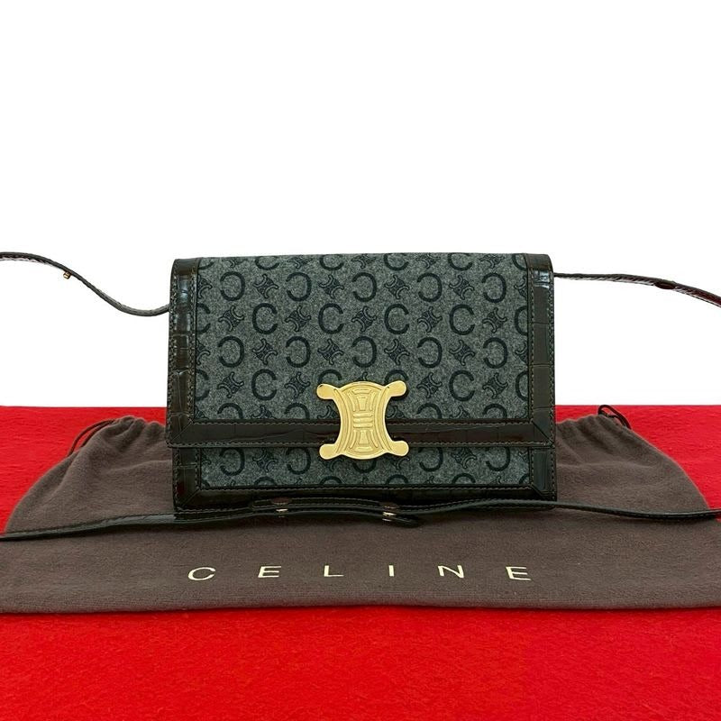 Celine Vintage C Macadam Logo Hardware Wool Leather — view 2
