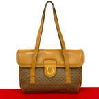 Gucci Vintage Micro GG Horseshoe Hardware Leather Bag Tote