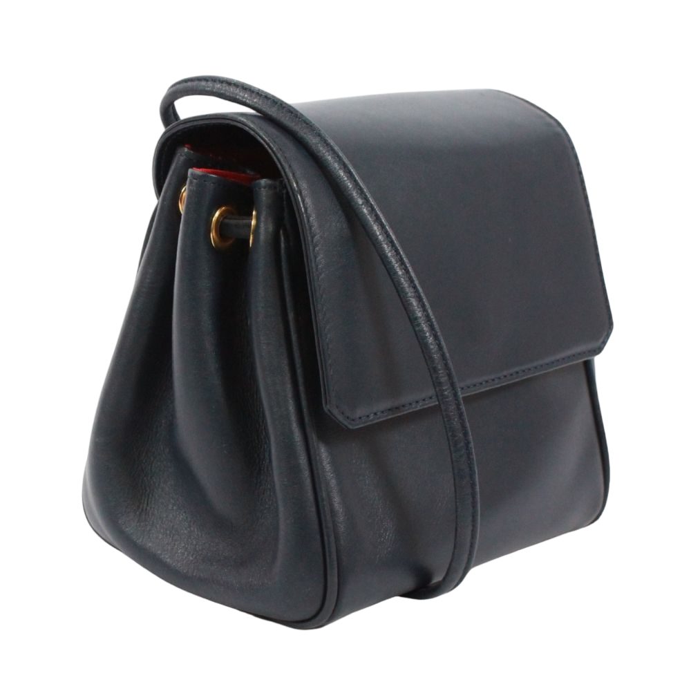 Dior Vintage Mini Leather Navy Shoulder Bag Gold — view 2