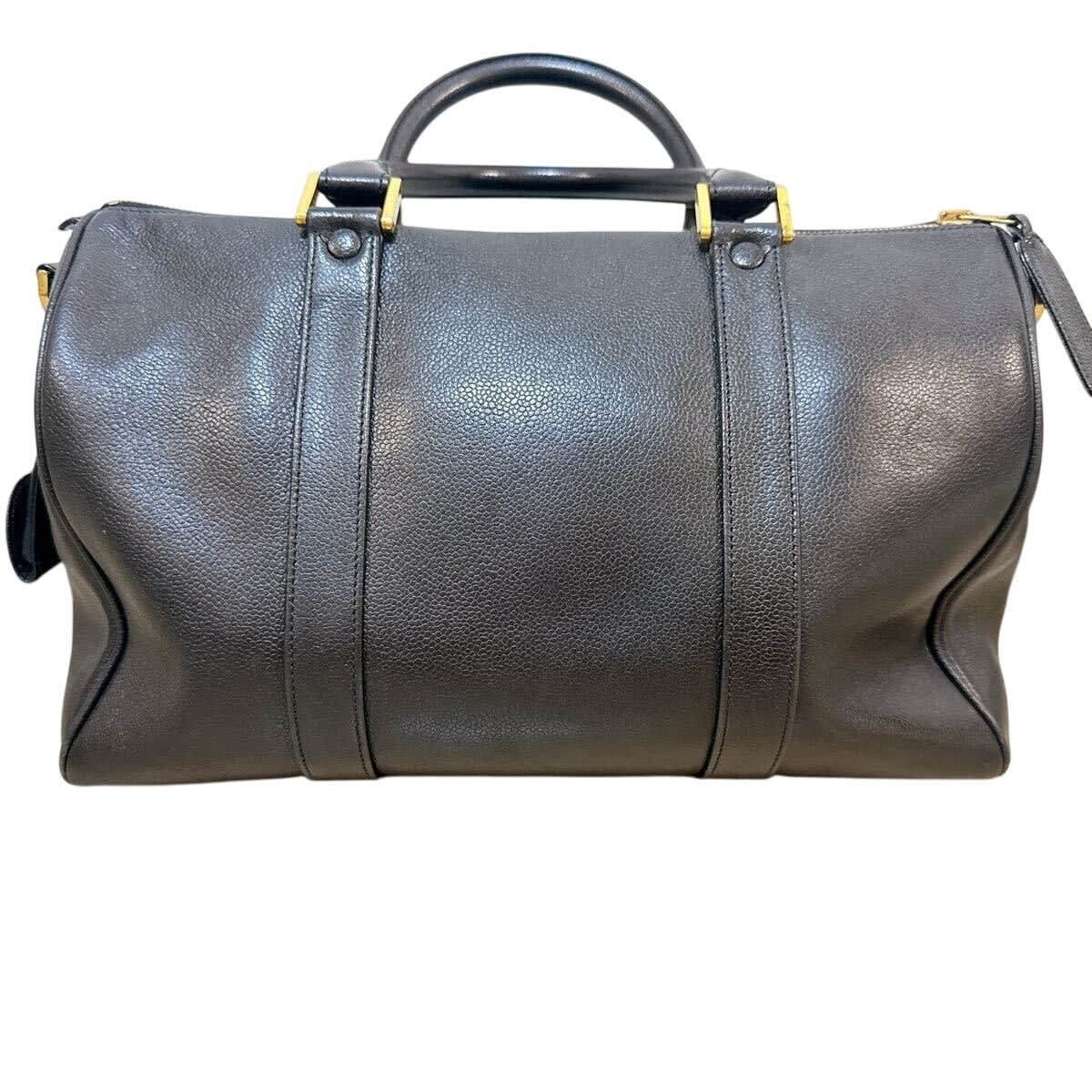 Chanel Caviar Leather Large Bowler Bag Travel Duffle Black CC Tote — view 7