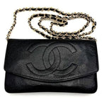 Chanel CC Classic Timeless Caviar Flap Wallet on Chain Purse Black Bag — view 5