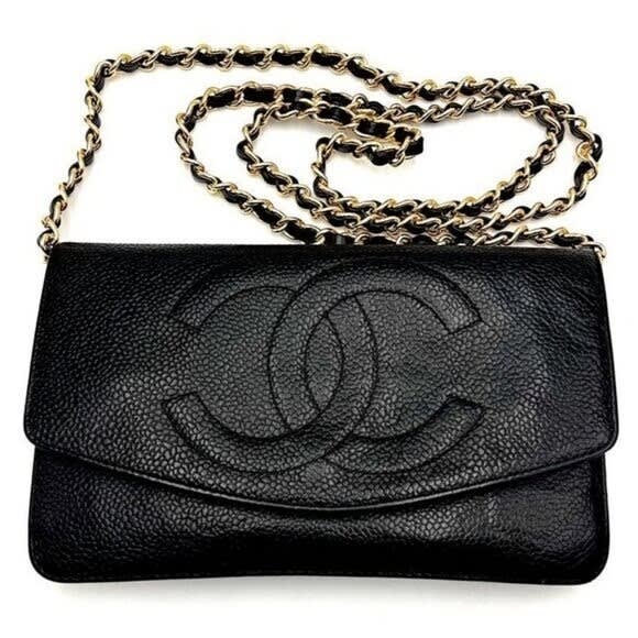 Chanel CC Classic Timeless Caviar Flap Wallet on Chain Purse Black Bag — view 5