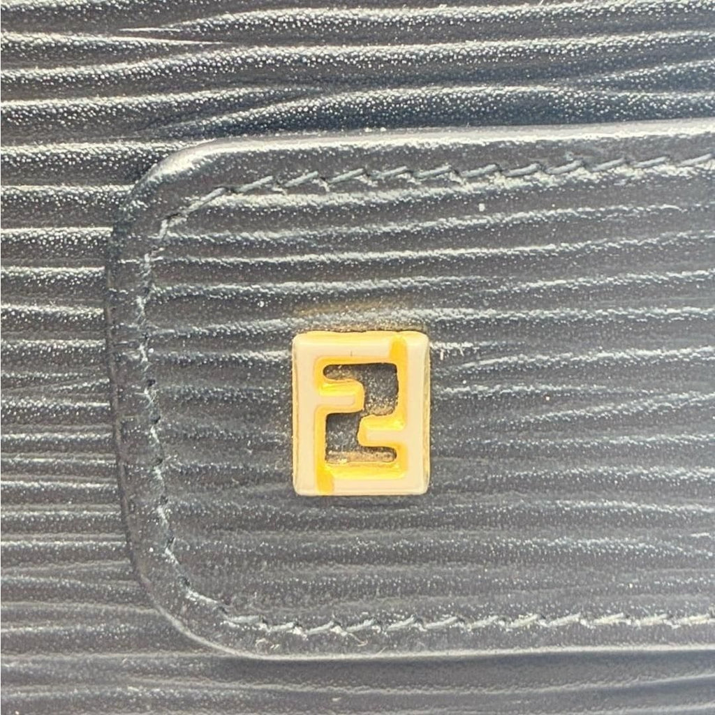 Fendi Epi Leather Agenda Pass Port Cover Case Notebook Black