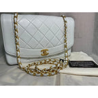Chanel Diana Medium Single Flap Quilted Lambskin Bag White — view 6