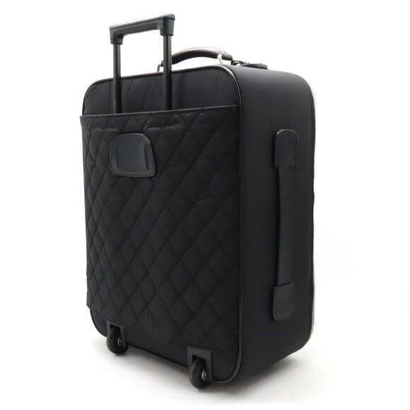 Chanel CC Quilted Nylon Luggage Carry-On Trolley Wheels Travel Bag