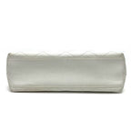 Chanel CC Vintage Caviar Leather Tote White Shoulder Bag Wooden Ring Handle — view 7