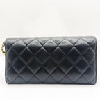 Chanel Lambskin Quilted Leather Wallet Chain Flap Black Purse Tote — view 5