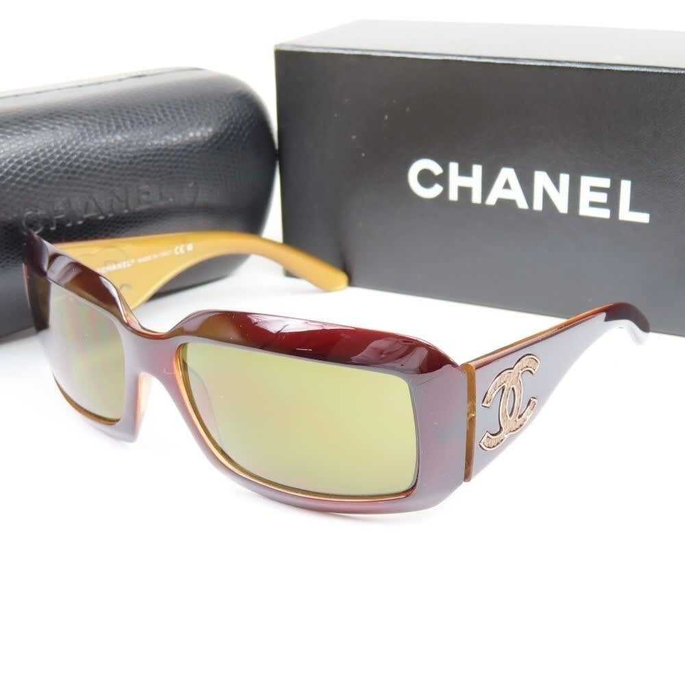 Chanel CC Vintage Logo Mother of Pearl Sunglasses 6022-Q Brown Amber — view 2