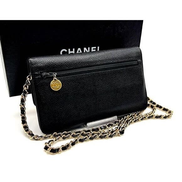 Chanel CC Classic Timeless Caviar Flap Wallet on Chain Purse Black Bag — view 6