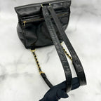 Chanel CC Vintage Backpack Bag Patent Leather Black Turnlock Chain — view 5