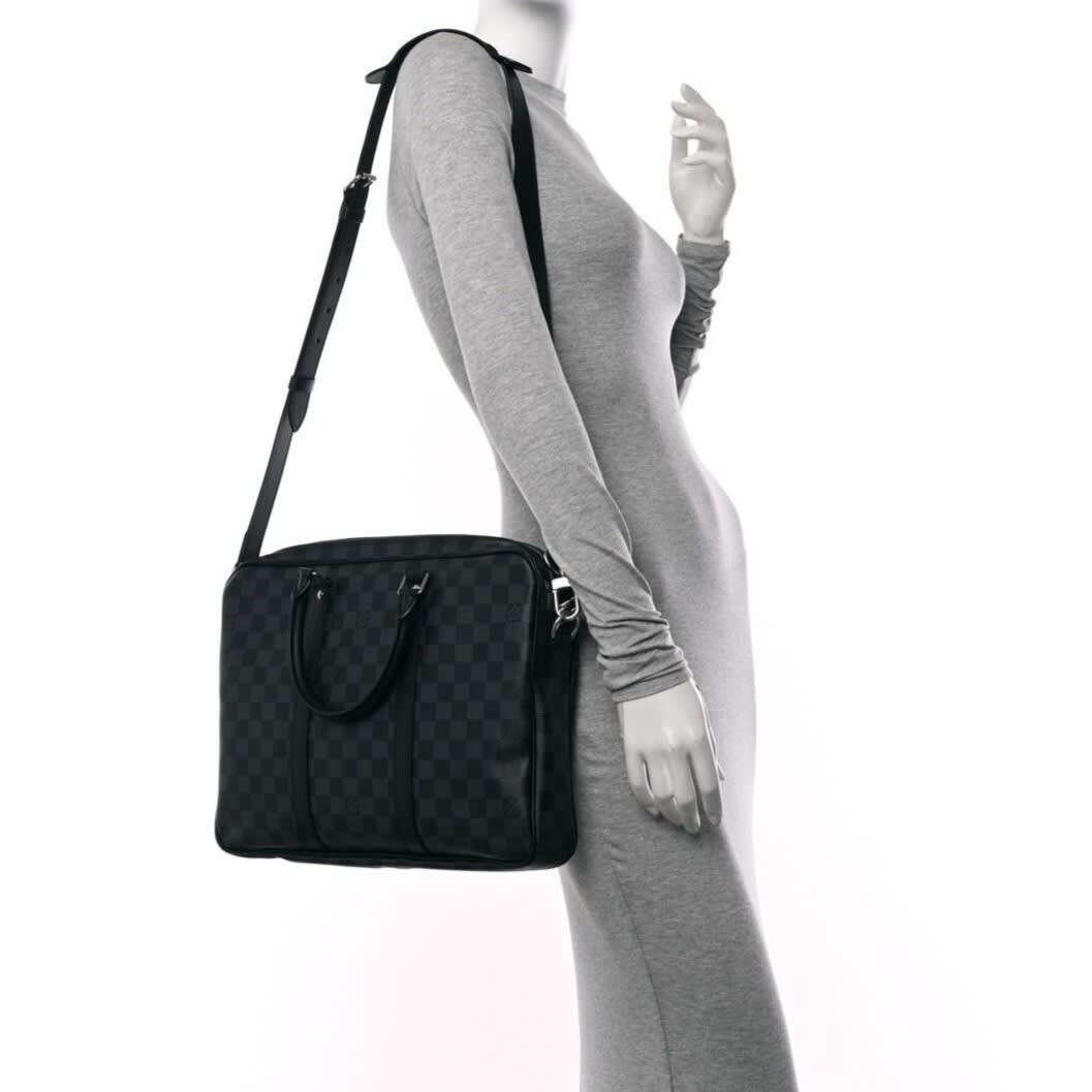 Louis Vuitton Damier Graphite Porto Document Voyage PM Bag Black — view 3