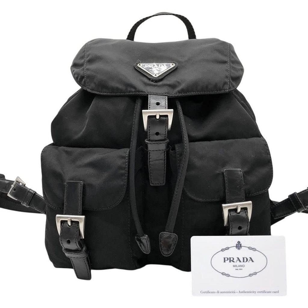 Prada Nylon Tessuto Backpack Saffiano Leather Shoulder Bag Purse Tote — view 6