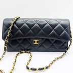 Chanel Lambskin Quilted Leather Wallet Chain Flap Black Purse Tote — view 3