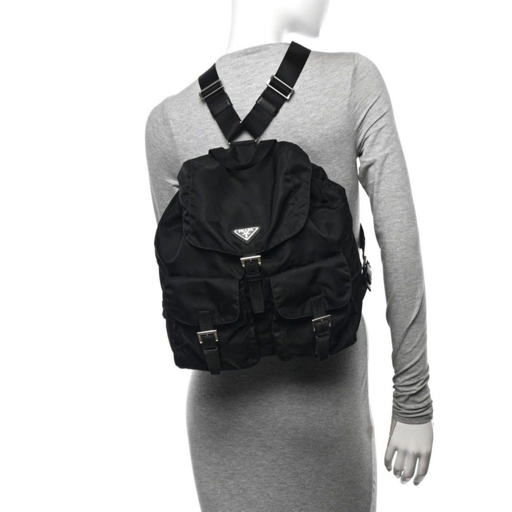 Prada Nylon Tessuto Backpack Saffiano Leather Shoulder Bag Purse Tote — view 5
