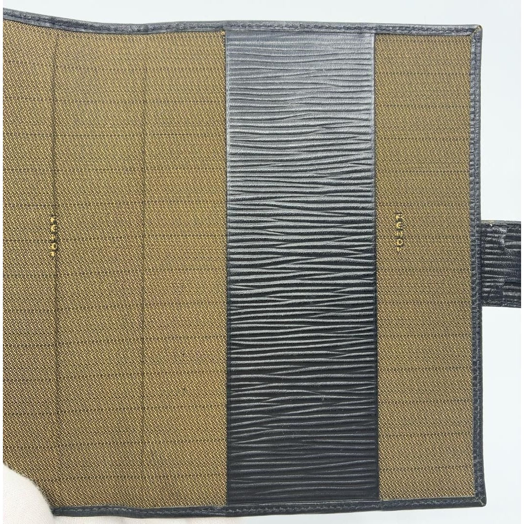 Fendi Epi Leather Agenda Pass Port Cover Case Notebook Black