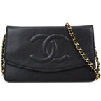 Chanel CC Classic Timeless Caviar Flap Wallet On Chain Purse Black Bag